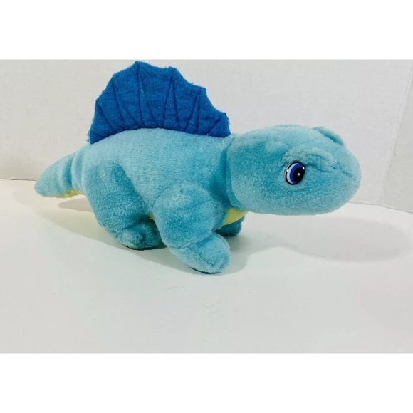 A & B Novelty Dinosaur Plush Blue Yellow Stegosaurus 1982 Stuffed Animal Vintage - Picture 1 of 9